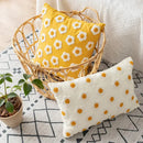 Yellow and cream daisy floral embroidery pillow cover living room by Decorbites
