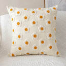 Yellow and cream daisy floral embroidery pillow cover living room by Decorbites