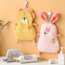 Yellow and pink cartoon animal hand towel bathroom decor by Decorbites