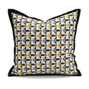 Yellow and white geometric elephant cushion cover living room decor by Decorbites