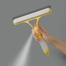 Yellow and white glass cleaning brush squeegee for bathroom tiles by Decorbites