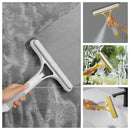 Yellow and white glass cleaning brush squeegee for bathroom tiles by Decorbites