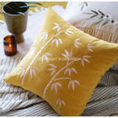 GobekUsa Bamboo Embroidery Yellow Patchwork Art Throw Pillow Cover 45x45cm