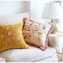 GobekUsa Bamboo Embroidery Yellow Patchwork Art Throw Pillow Cover 45x45cm