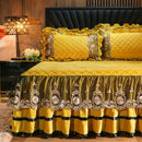 GobekUsa Crystal Velvet Bedspread Set with Super Soft Quilting & Lace Bedskirt