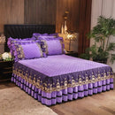 GobekUsa Crystal Velvet Bedspread Set with Super Soft Quilting & Lace Bedskirt