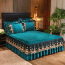 GobekUsa Crystal Velvet Bedspread Set with Super Soft Quilting & Lace Bedskirt