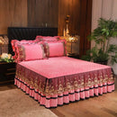GobekUsa Crystal Velvet Bedspread Set with Super Soft Quilting & Lace Bedskirt