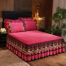 GobekUsa Crystal Velvet Bedspread Set with Super Soft Quilting & Lace Bedskirt