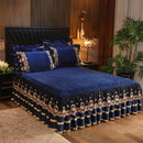 GobekUsa Crystal Velvet Bedspread Set with Super Soft Quilting & Lace Bedskirt