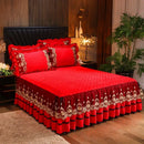 GobekUsa Crystal Velvet Bedspread Set with Super Soft Quilting & Lace Bedskirt