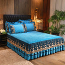 GobekUsa Crystal Velvet Bedspread Set with Super Soft Quilting & Lace Bedskirt
