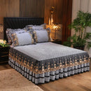 GobekUsa Crystal Velvet Bedspread Set with Super Soft Quilting & Lace Bedskirt