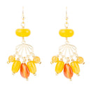 Yellow Carnelian Jade Golden Drop Earrings