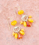 Yellow Carnelian Jade Golden Drop Earrings