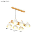 GobekUsa Dome Shade Linear Chandelier - Nordic Metal Island Lighting (4/6 Lights) - White