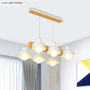 GobekUsa Dome Shade Linear Chandelier - Nordic Metal Island Lighting (4/6 Lights) - White