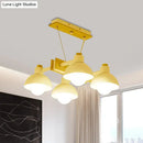 GobekUsa Dome Shade Linear Chandelier - Nordic Metal Island Lighting (4/6 Lights) - White