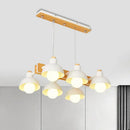 GobekUsa Dome Shade Linear Chandelier - Nordic Metal Island Lighting (4/6 Lights) - White