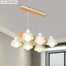 GobekUsa Dome Shade Linear Chandelier - Nordic Metal Island Lighting (4/6 Lights) - White