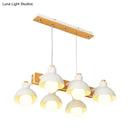 GobekUsa Dome Shade Linear Chandelier - Nordic Metal Island Lighting (4/6 Lights) - White