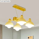 GobekUsa Dome Shade Linear Chandelier - Nordic Metal Island Lighting (4/6 Lights) - White