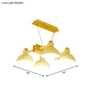 GobekUsa Dome Shade Linear Chandelier - Nordic Metal Island Lighting (4/6 Lights) - White