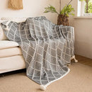 GobekUsa Knitted Diagonal Stripe Sofa Blanket for Warm Autumn Winter Home Decor