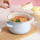 GobekUsa Enamel Stock Pot with Lid, 1.5L Multi-Purpose Cooking Pot for Kitchen Soups and Porridge