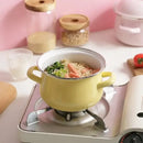 GobekUsa Enamel Stock Pot with Lid, 1.5L Multi-Purpose Cooking Pot for Kitchen Soups and Porridge