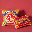 GobekUsa Good Fortune Embroidered Cozy Cushion Cover for Sofa, Chair - Chinese Features