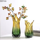 GobekUsa Green Glass Vase Hydroponics Table Decoration for Artificial Flowers