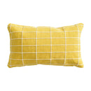 Yellow & grey cotton woven check cushion cover living room by Decorbites