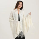 Yellow knitted diamond blanket bedroom fringed shawl wrap by Decorbites