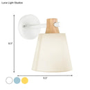 GobekUsa Blue/White/Yellow Macaron Fabric Conical Wall Light Fixture: Unique Sconce Design with Straight Arm and Wooden Lock