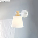GobekUsa Blue/White/Yellow Macaron Fabric Conical Wall Light Fixture: Unique Sconce Design with Straight Arm and Wooden Lock