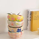 Yellow & pink tulip ceramic salad bowl set dining room kitchen by Decorbites