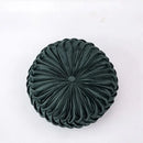 Yellow pleated velvet round throw pillow living room decor by Decorbites
