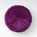 Yellow pleated velvet round throw pillow living room decor by Decorbites