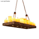 GobekUsa 16-Light Yellow Restaurant Pendant Lighting with Wood Candlestick Island Light Fixture