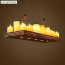 GobekUsa 16-Light Yellow Restaurant Pendant Lighting with Wood Candlestick Island Light Fixture