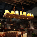 GobekUsa 16-Light Yellow Restaurant Pendant Lighting with Wood Candlestick Island Light Fixture