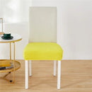 Yellow ribbed fleece chair cover for dining room seat protection by Decorbites