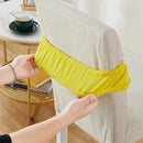 Yellow ribbed fleece chair cover for dining room seat protection by Decorbites
