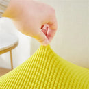 Yellow ribbed fleece chair cover for dining room seat protection by Decorbites