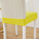 Yellow ribbed fleece chair cover for dining room seat protection by Decorbites