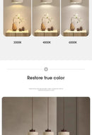 GobekUsa Yellow Stone LED Pendant Chandelier - Retro Nordic Style