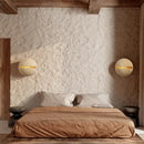 GobekUsa Dino Egg Stone Wall Lamp Yellow Travertine Hemisphere LED Sconce