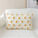 Yellow & white embroidered flora cotton pillow cover bedroom sham by Decorbites