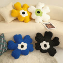 Yellow & white flower shaped decorative throw pillow living room by Decorbites